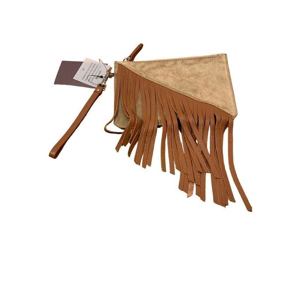 Etienne Aigner Suede Leather Moda Fringe Pouch - Picture 3 of 4